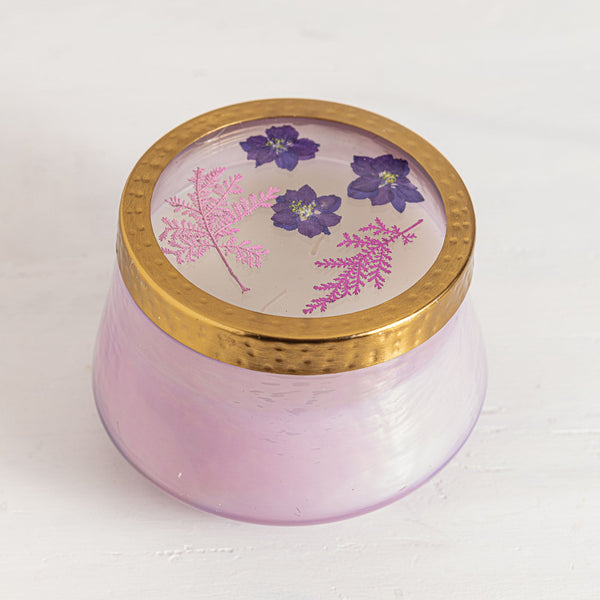 Blackberry & Coconut Large Watercolor Pressed Floral Candle