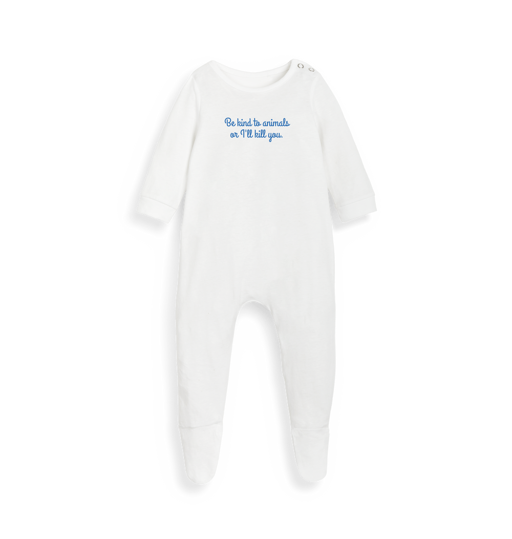 White Printed baby grow Front