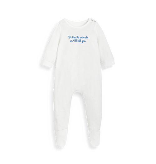 White Printed baby grow Front