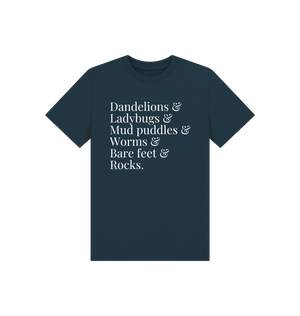 Denim Blue Printed Kids T-Shirt Front