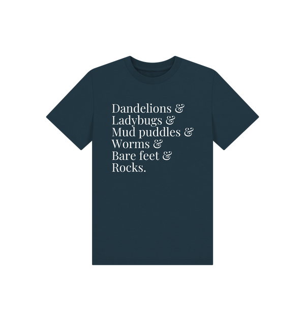 Denim Blue Printed Kids T-Shirt Front