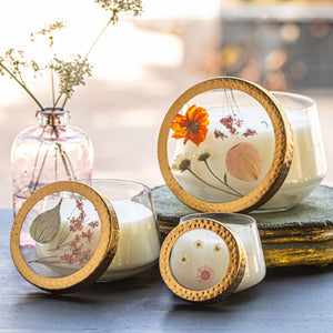 Apricot Rose Large Pressed Floral Candle