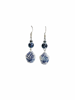 Delft Dreams Blue & White Ceramic Drop Earrings