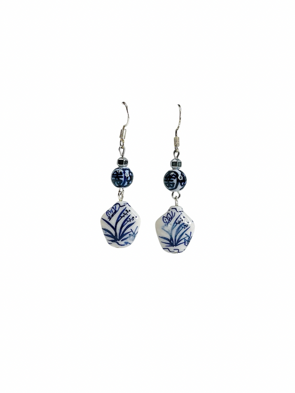 Delft Dreams Blue & White Ceramic Drop Earrings