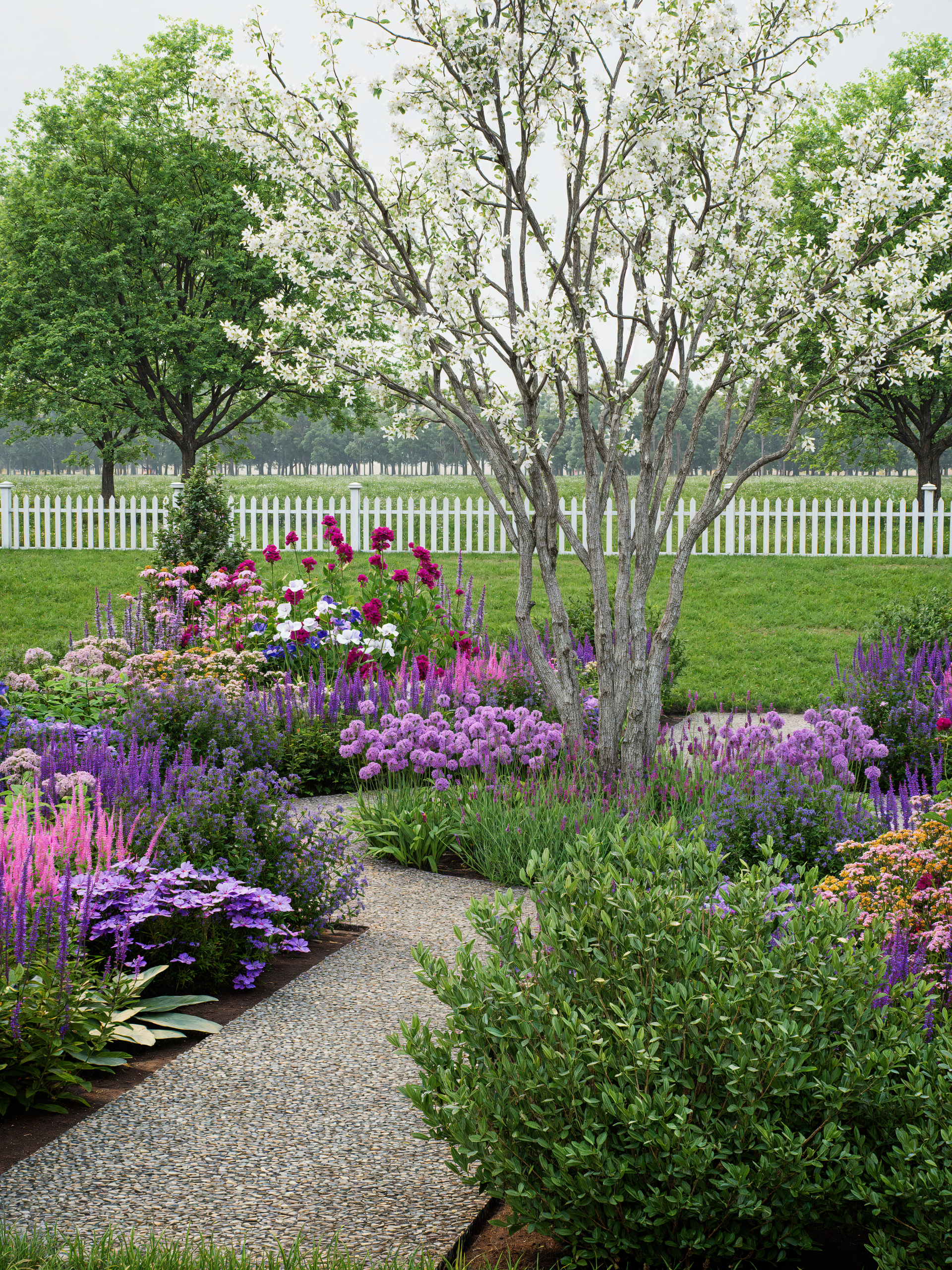 Formal full sun cottage garden parterre plan