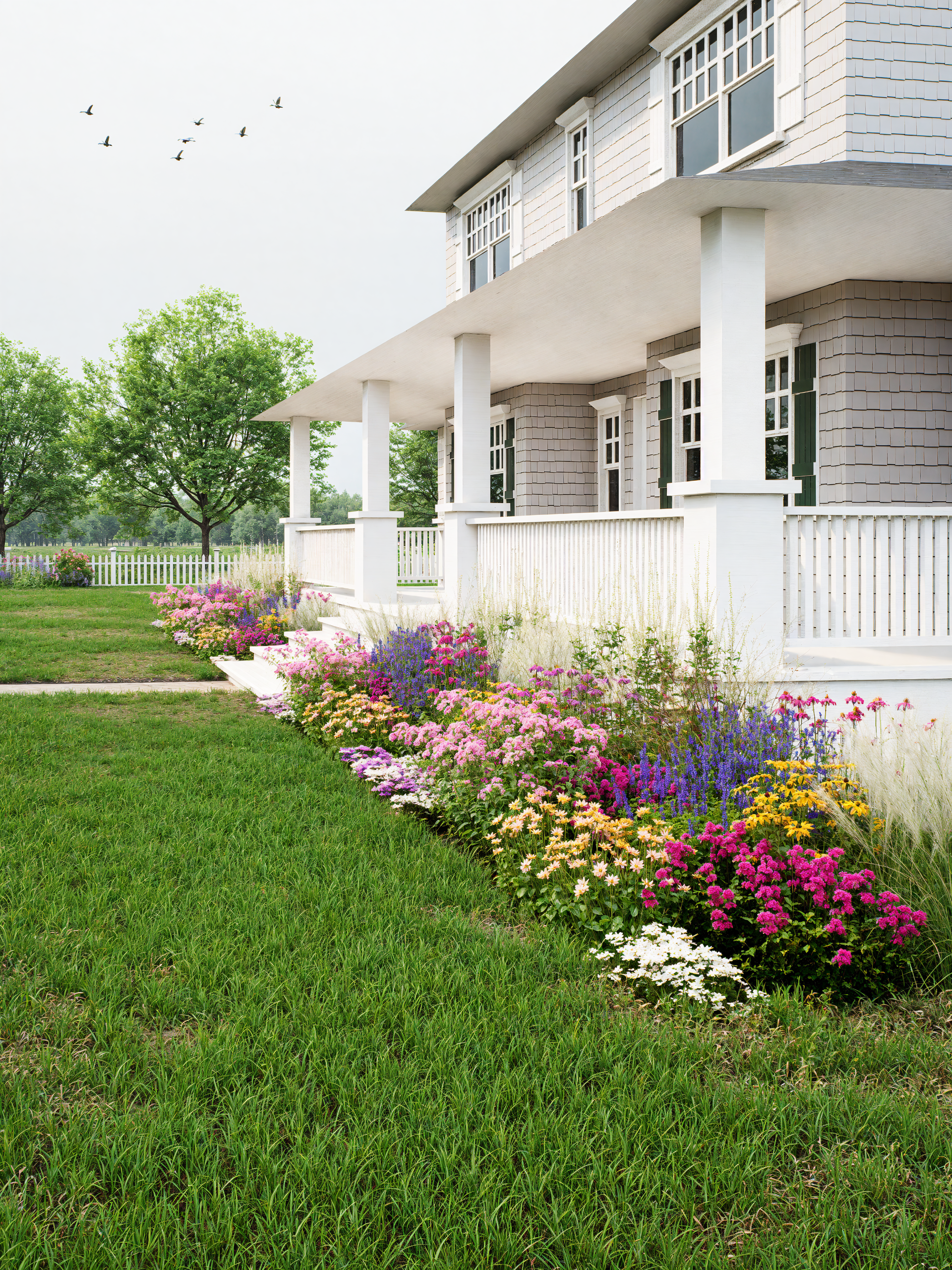 Native border garden in cottage garden style