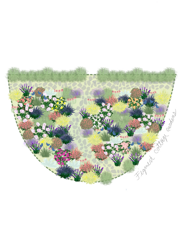 Front Yard Cottage Garden Plan Illustration