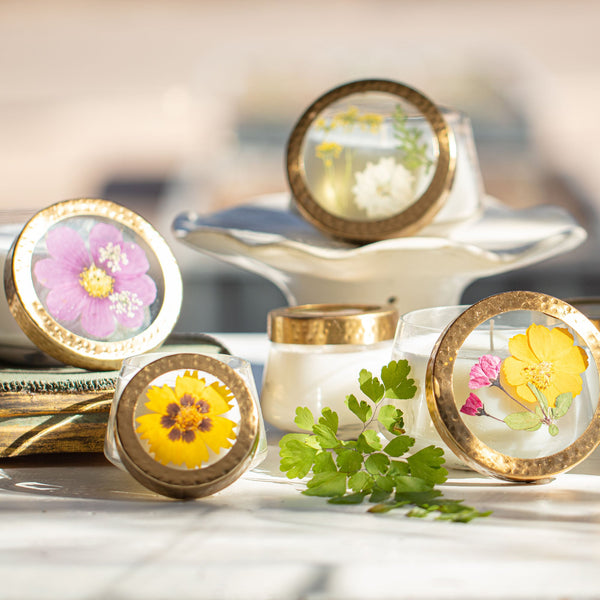 Lemon Blossom Small Pressed Floral Candle