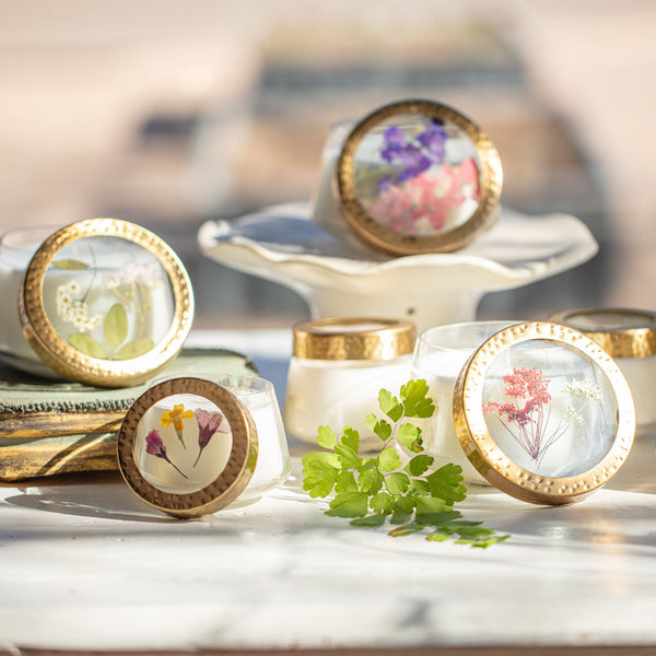 Lemon Blossom Small Pressed Floral Candle