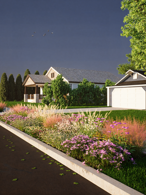 Sidewalk garden hell strip native garden