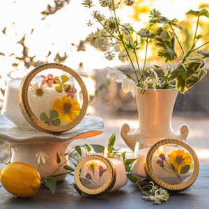 Lemon Blossom Large Pressed Floral Candle