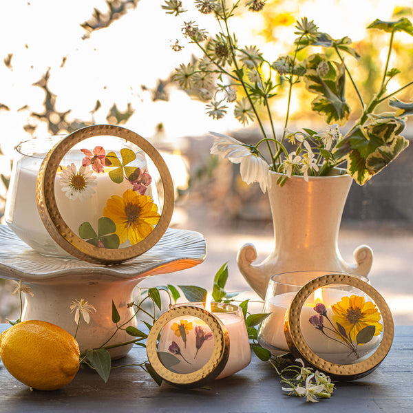 Lemon Blossom Large Pressed Floral Candle