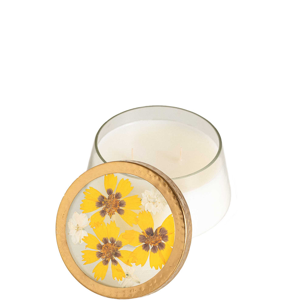 Honey Tobacco Large Pressed Floral Candle