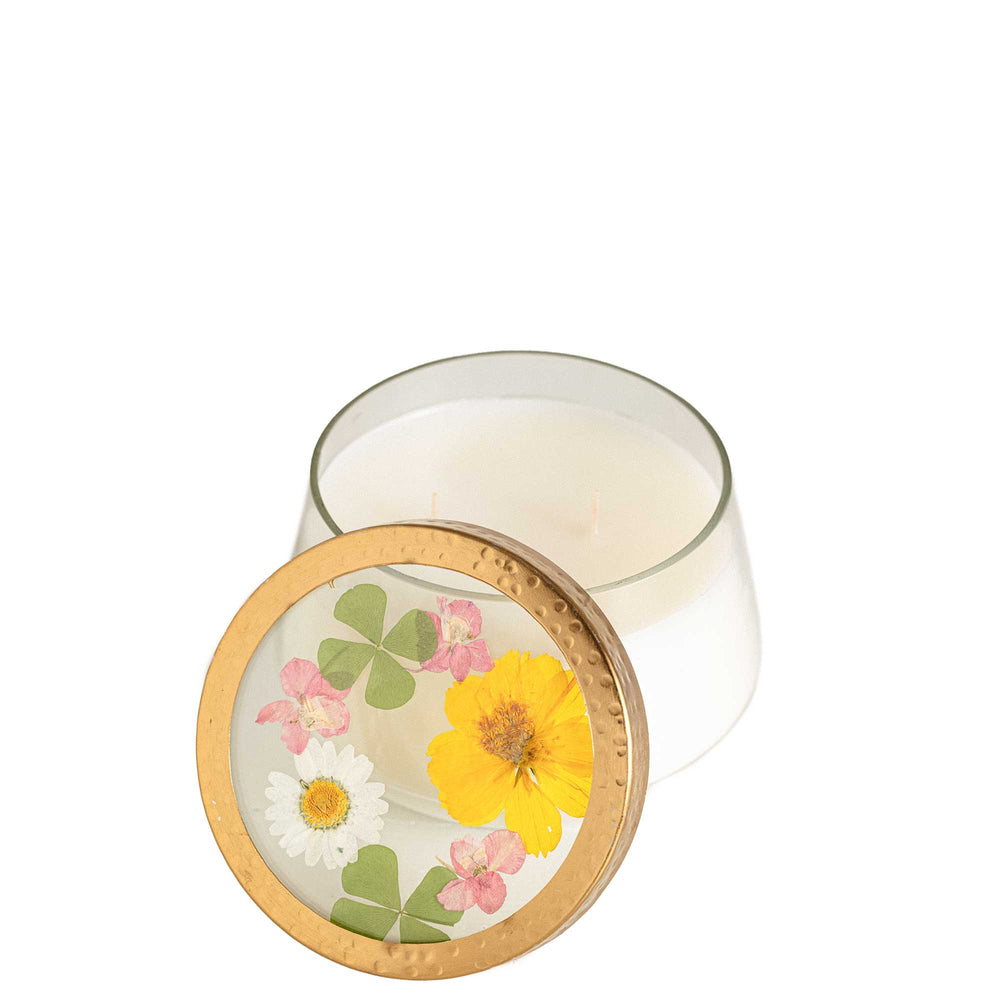 Lemon Blossom Large Pressed Floral Candle