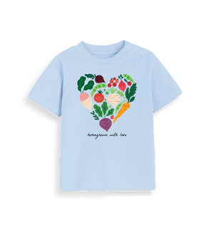 Dusty Blue Printed Kids T-Shirt Front