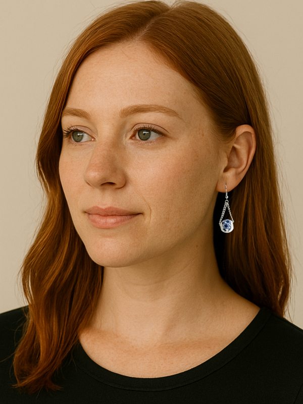 Fine China Blue and White Drop Earrings
