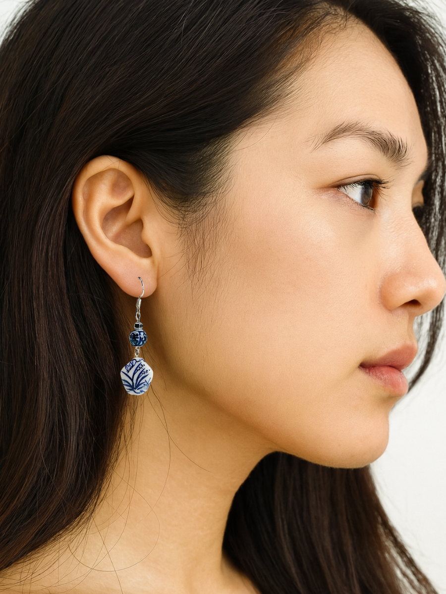 Delft Dreams Blue & White Ceramic Drop Earrings
