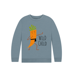 Stone Blue Printed Kids Jumper Front