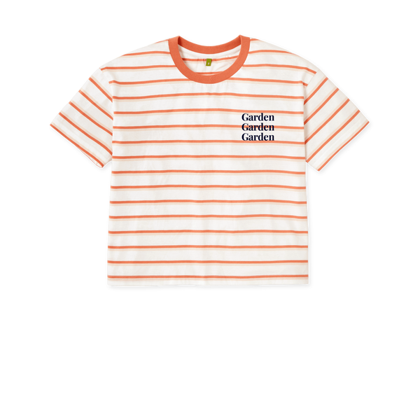 Coral Stripes Printed T-shirt Front