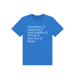 Bright Blue Printed Kids T-Shirt Front