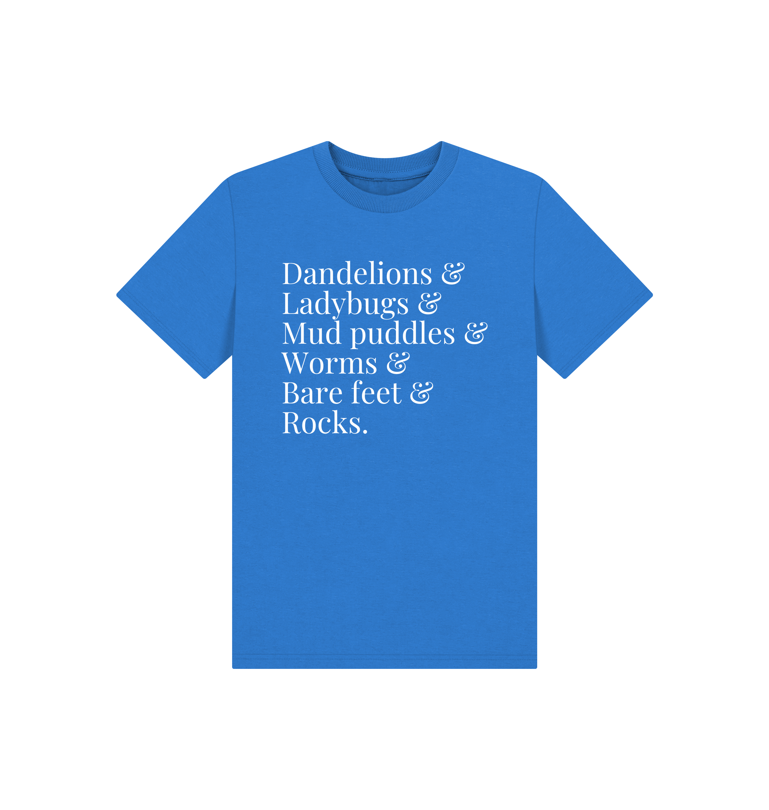 Bright Blue Printed Kids T-Shirt Front